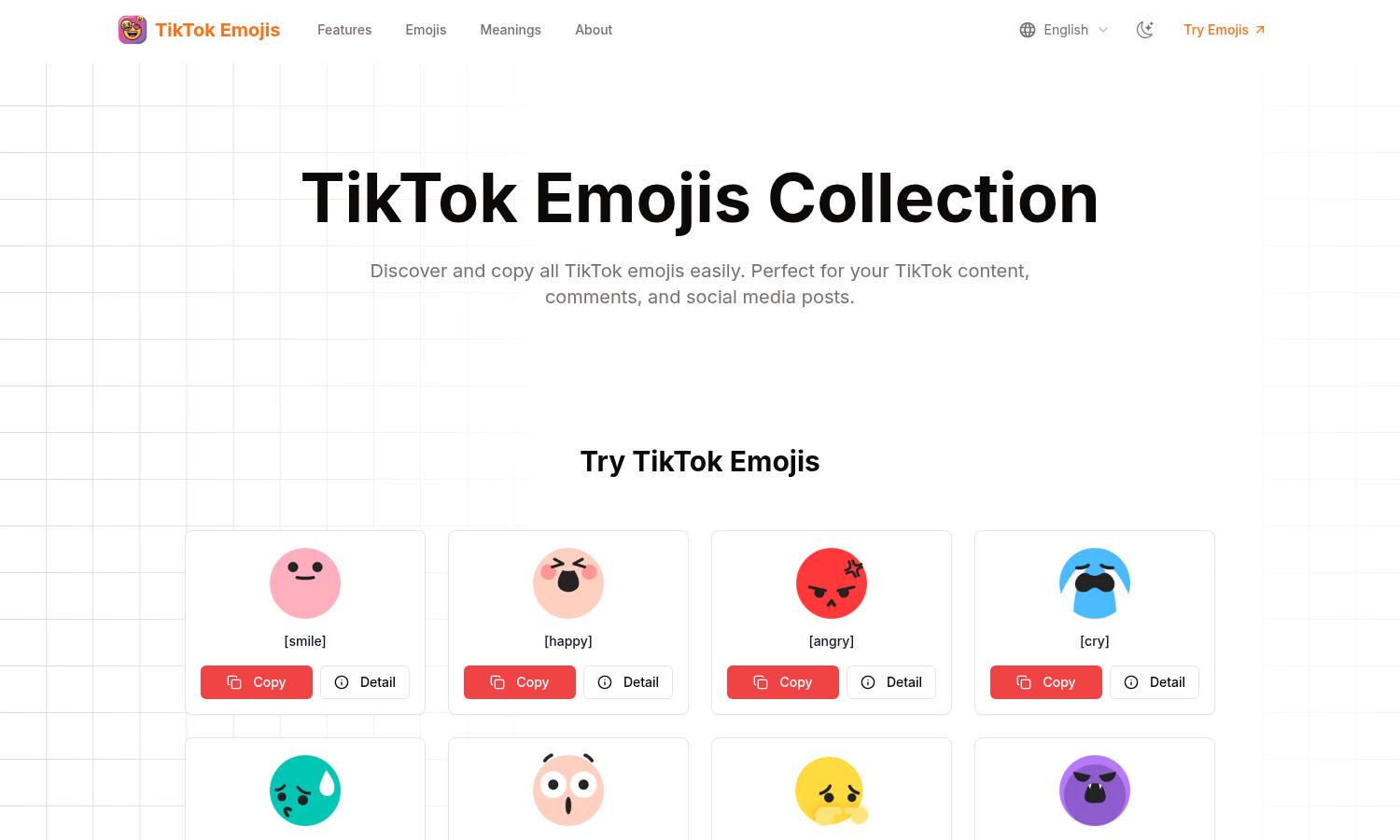 TikTok Emojis Collection Website